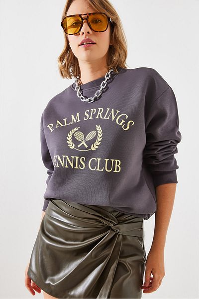 Bianco Lucci Palm Springs Tennis Vintage College Sweatshirt - Three Thread Raster Mbhs002 60601002