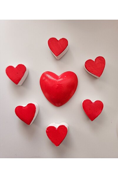 Rota Hediyelik El Yapımı Beton Kalp Buzdolabı Magneti - Kalp 7'li Set( 1 Büyü...