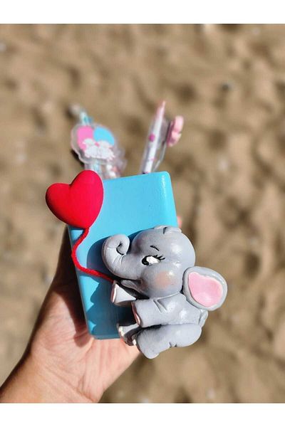 Rota Hediyelik Balon albastru cu inimă de elefant Kawaii - Suport pentru pix și cutie pentru creion pentru copii