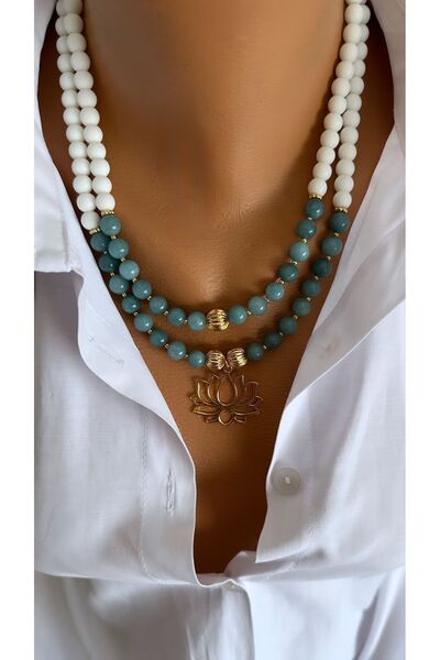 Nevaa Still Akuamarin doğaltaş çoklu kolye