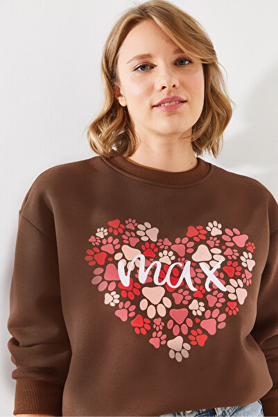 Bianco Lucci Γυναικείο φούτερ με στάμπα με στρογγυλή λαιμόκοψη - MBHS005 60601005