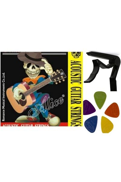 şenses müzik market Alice A-206 Acoustic Guitar Set of 3 Strings