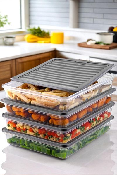Espas Home Anthracite Set of 4 - Suitable for Freshbox Storage Container, Microwave and Freezer