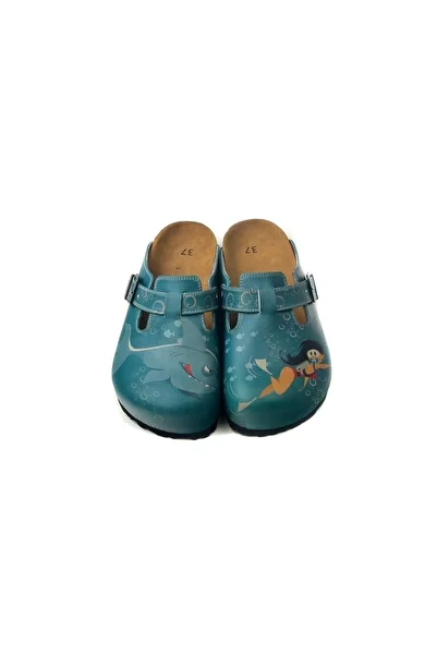 Double Tank Shark Design Vegan Leather Sandals Slippers