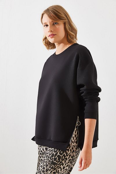 Bianco Lucci Γυναικείο φούτερ με φερμουάρ Crew Neck - Basic Model 60251796