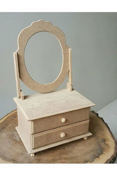 Altınyapı Hobi Market Two-layer Drawer Mirrored Raw Mdf Macaw Box