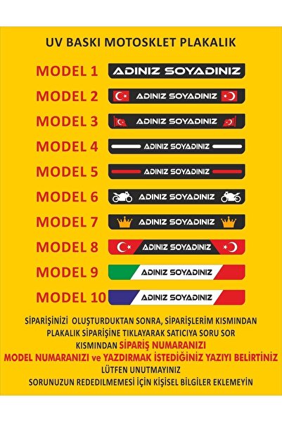 Gold Pleksi Motosiklet Plakalık Uyumlu Uv Baskı Kişiye Özel 1 Adet Standart T...