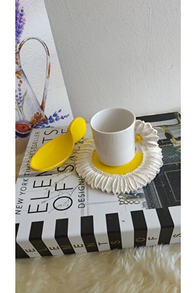 evdeki atölyem Tasarım 3 Lü Papatya Fincan,lokumluk