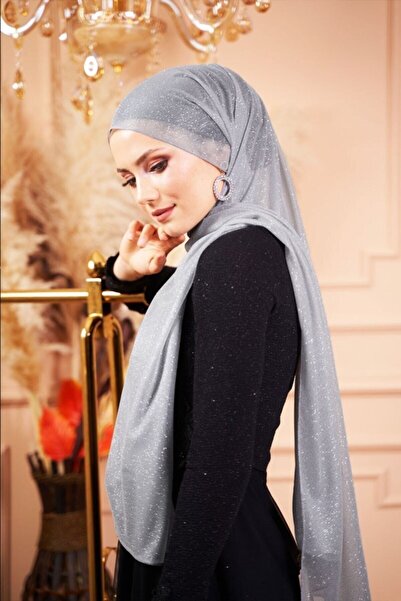 Afilva Kadın Simli Gümüş Abiye Şal