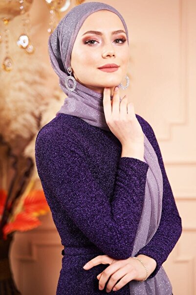 Genel Markalar Kadın Simli Eflatun Abiye Şal