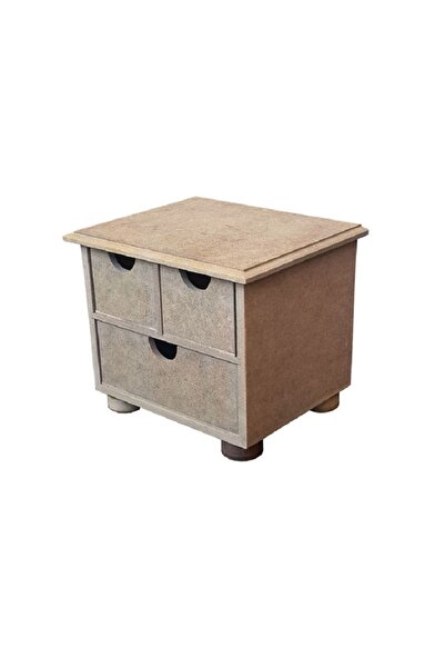 Genel Markalar ÇOK AMAÇLI KOLYE - YÜZÜK MAKYAJ KUTUSU ÜÇ ÇEKMEÇELİ  HAM MDF B...