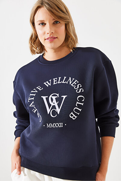 Bianco Lucci Kadın Üç İplik Şardonlu Yazılı Sweatshirt MBHS010 60601010