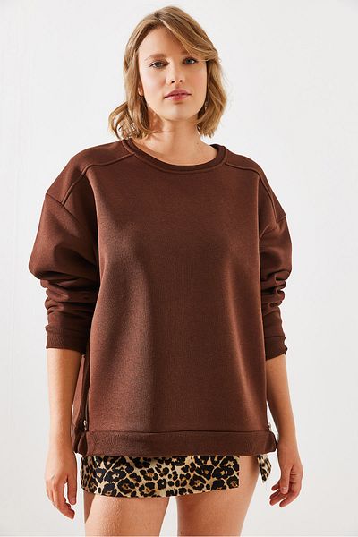 Bianco Lucci Dámská mikina se zipem Crew Neck – zvýšený základní model 60251796