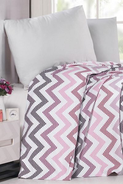 Evim 100% Cotton Printed Cleo Anthracite Plum Pique Single - 160X230 cm