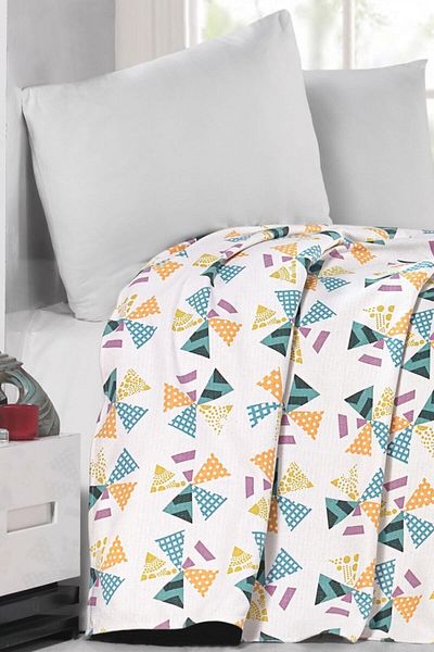 Evim 100% Cotton Printed Dean Indigo Yellow Pique Double - 200X230 cm
