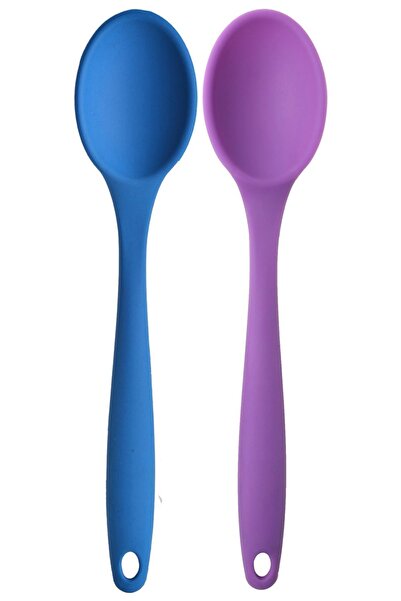 Kitchen Design Lab Büyük Boy Yanmaz Yapışmaz Mavi Mor Silikon Kaşık Servis Se...