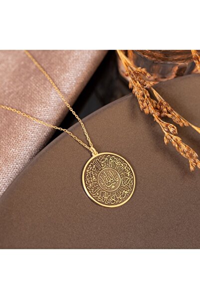 Dkmn Silver Nazar Duası Daire Biçimli Gümüş Kolye Kadın Gümüş Kolye Dualı Kolye
