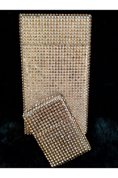 Parlak Gold Taş Kaplama Slim (İNCE) Uzun Sigara Kutusu Ve Zippo Çakmak Seti