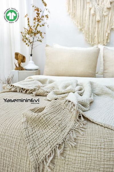 YASEMİNİNEVİ Комплект завивка и юрган от муселин и норка (с 1 калъфка за възглавница)