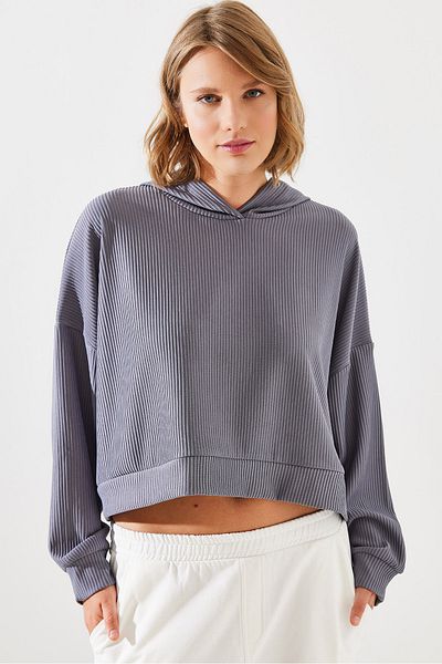 Bianco Lucci Women's Ribbed Sweatshirt - Mbms004 60501004
