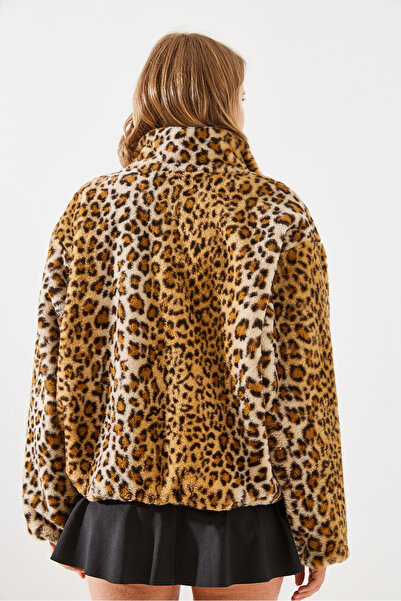 Bianco Lucci Dámský kabát z umělé kožešiny s leopardím vzorem – 2426 60251795