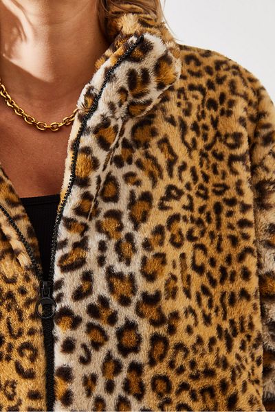 Bianco Lucci Dámsky kabát z umelej kožušiny s leopardím vzorom - 2426 60251795