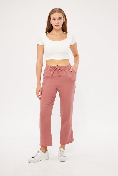 Si&Su Relaxed Cut Muslin Women's Trousers - Pockets and Laces