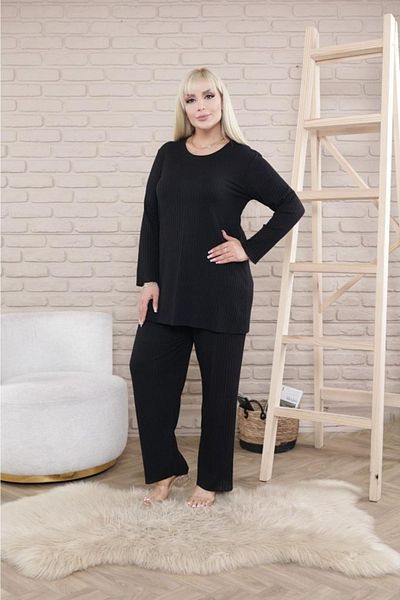 LOVİNS Wide Fit Mother's Set Winter Long Sleeve Large Size Pajamas Set Double Set
