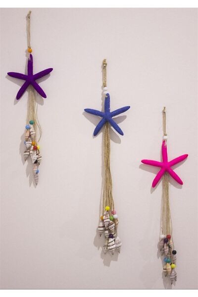 BNA Hediyelik Üçlü Deniz Yıldızı Deniz Kabuklu Duvar Balkon Bahçe Süsü