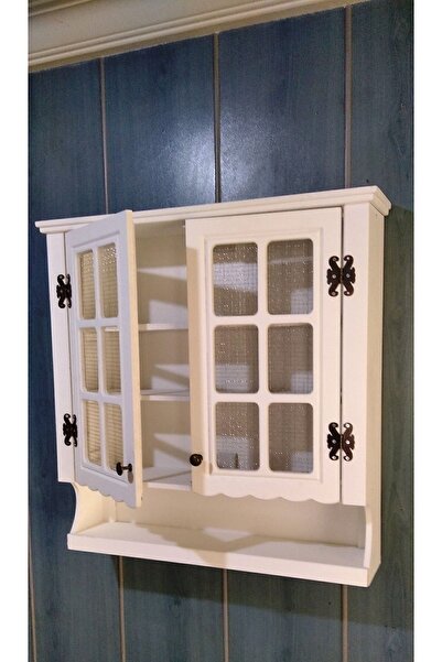 VİLLAÇAM AHŞAP TELLİ TEREK BARDAKLIK BAHARATLIK MUTFAK RAFI