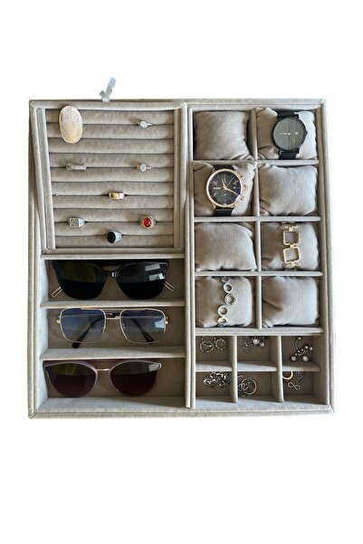 Genel Markalar Sütlü Kahve Çekmece Içi Yastıklı Saat,yüzük Ve Bileklik Düzenl...