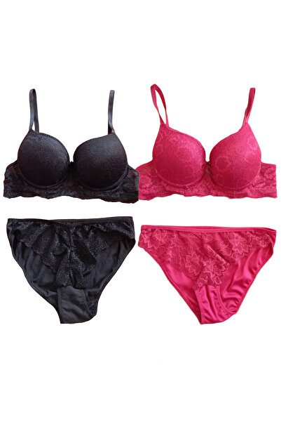 ST iç giyim Комплект от 2 подплатени сутиена с бордо и черна дантела