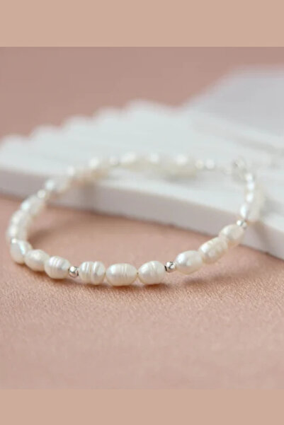 NBS Beautiful Naturel Stones Arpa Inci Gerçek Hakiki Bileklik ( Gümüş Kaplama...