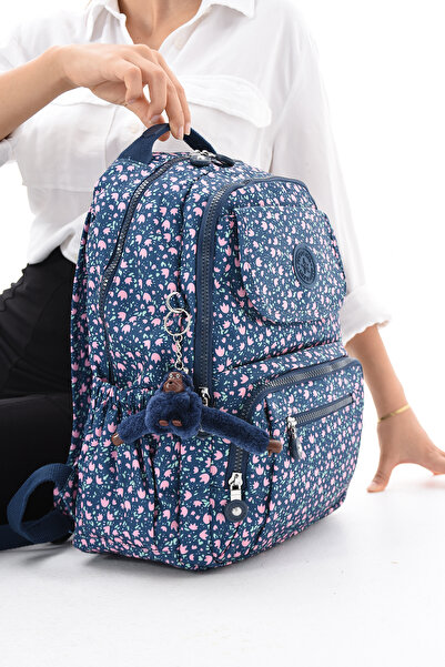 Çanta Trend Geantă de școală impermeabilă cu model bleumarin - cu mai multe compartimente (este cadoul noastră cu maimuță) 8866