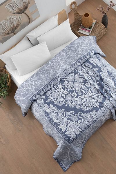 Evim Double Cotton Laria Indigo Jacquard Bedspread - 230X250 cm
