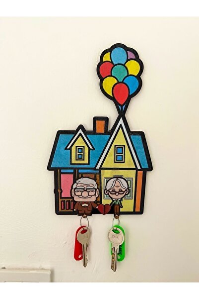 Asey Home Yukarı Bak Anahtarlık - Çift Anahtarlığı - Duvar Dekorasyon - Anaht...
