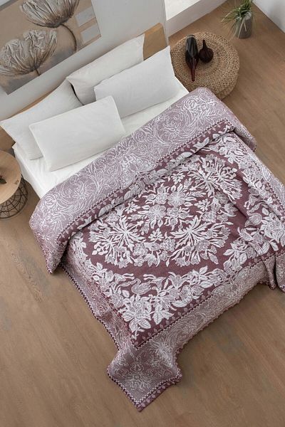 Evim Cotton Laria Plum Jacquard Bedspread Double - 230X250 cm