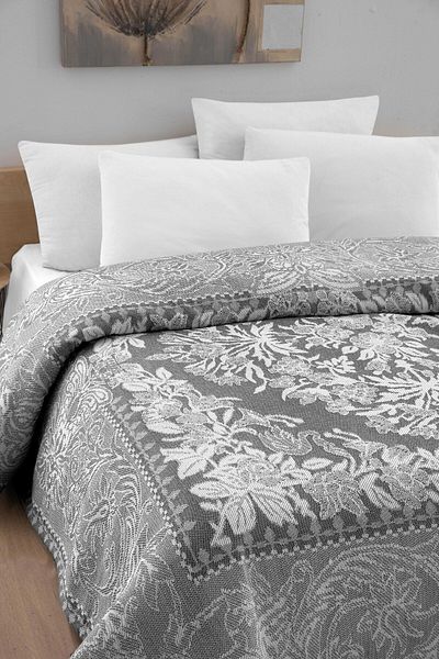 Evim Double Cotton Laria Bedspread - Gray Jacquard, 230X250 cm