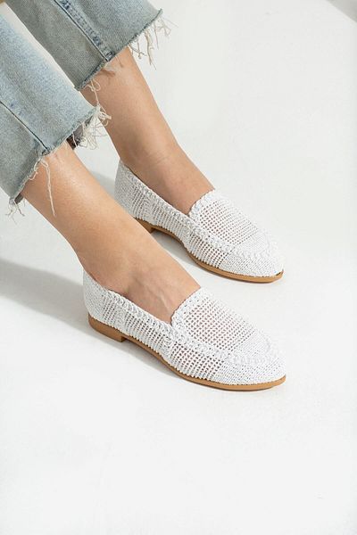 star shoes White Women's Knitted Ballerina Shoes Women's Shoes