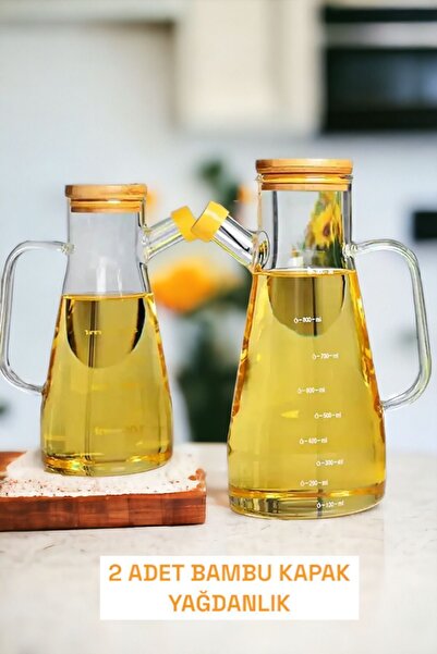 MİS KİTCHEN سعة 900 مل - غطاء من الخيزران، زجاج بوروسيليكات مفرغ وخل زجاجة زي...