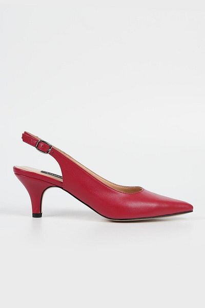 TUNAELLİ WOMEN'S RED GENUINE NATURAL LEATHER HEEL SHOES, NUMBER 35-40