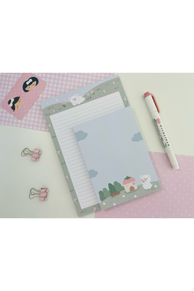 Efsu Çayır Beyaz Ayıcık Set Memopad/Notepad/Defter