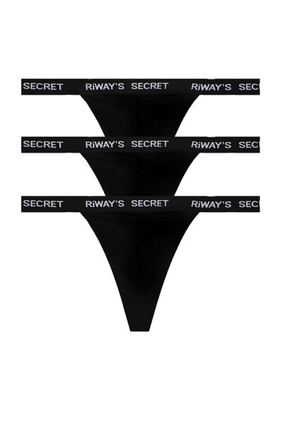 riways secret Cotton Waist Band Rubber String Thong 3 Pack