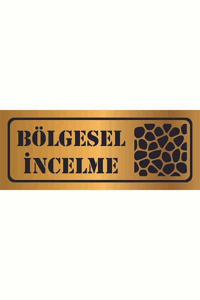 GÜNEŞ LAZER لوحة توجيهية من زجاج شبكي ذهبي اللون مع كتابة زخرفية