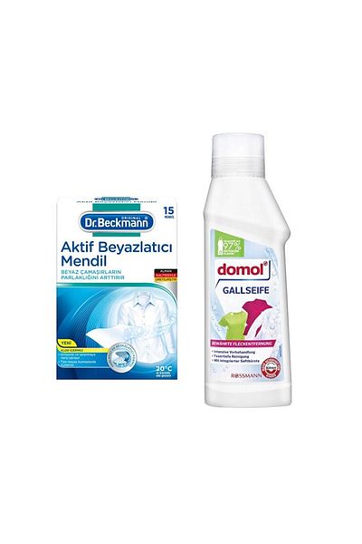 Dr.Beckmann Active Whitening Wipes 15 Pack + Domol Stain Remover Gall Liquid Soap 250 Ml