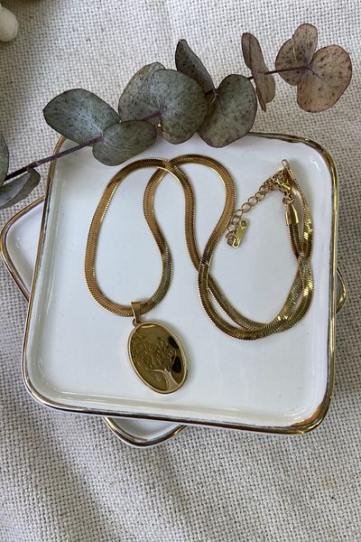 AURA ATELIER Tree of Life Necklace on Steel Oval Plate 45cm
