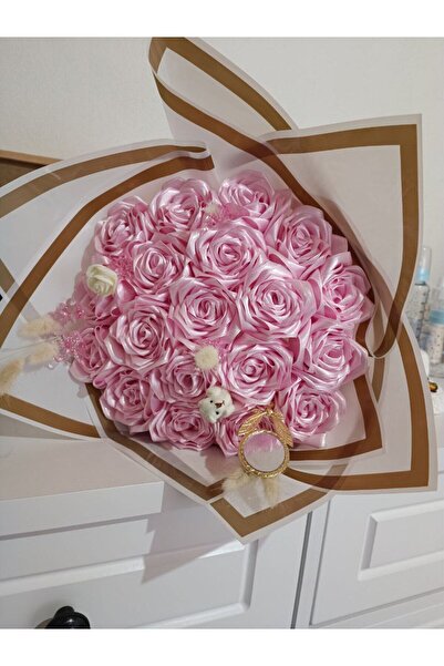 Buketçimm 15 li Söz Nişan Kız isteme Sevgili Kumaş Yapay Solmayan Gül Buketi