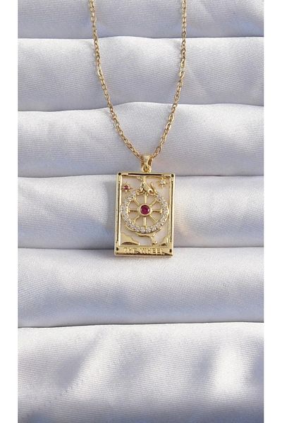 yiğit aksesuar Steel Zircon Stone Tarot Necklace