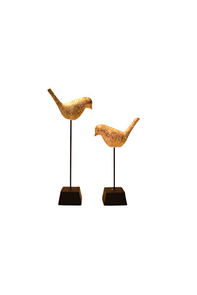 Livava Soyut Kuş Polyester Biblo, Beyaz, 33x14