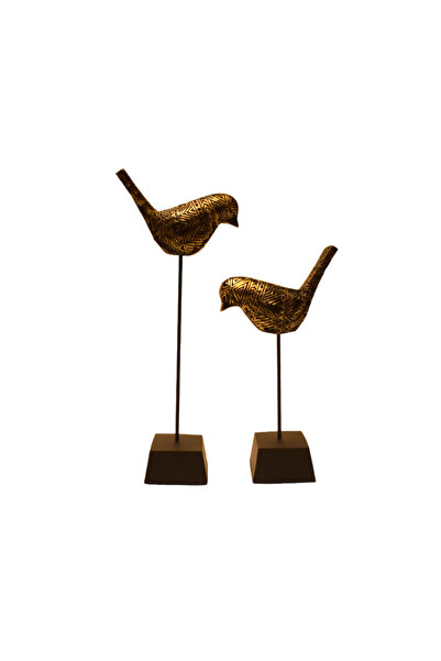 Livava Soyut Kuş Polyester Biblo, Siyah, 33x14